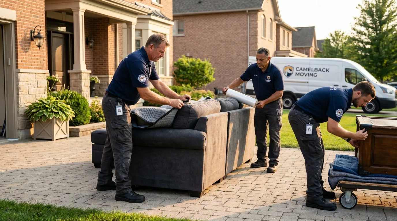 Large estate moving crew wrapping furniture in Centreville, VA
