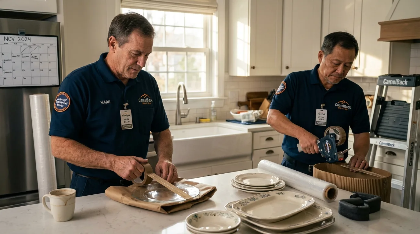 Professional crew packing kitchen dishware in Centreville, VA